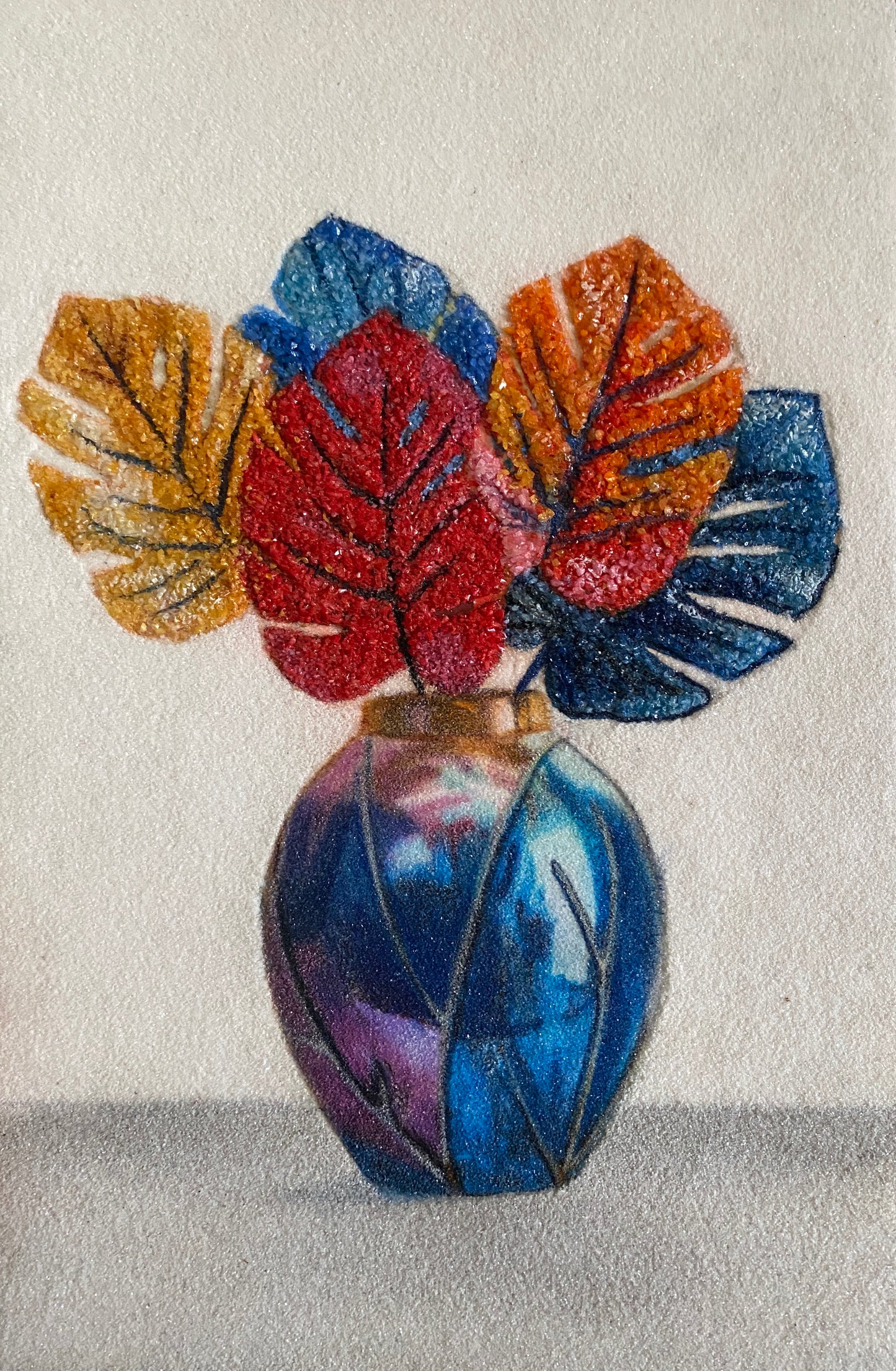 Colourful Monstera Leaves in Vase