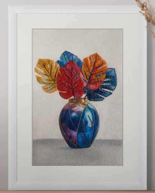 Colourful Monstera Leaves in Vase